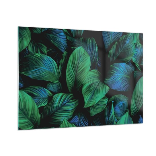 Obraz na szkle - W zielonym tłumie - 100x70cm - Zielone Liście Roślina Tropikalna Natura - Nowoczesny foto szklany obraz do salonu do sypialni ARTTOR ARTTOR