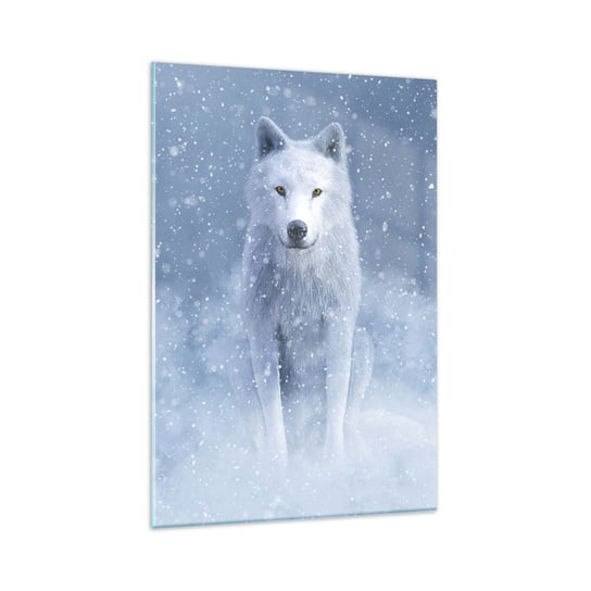 Obraz na szkle - W zimowym duchu - 80x120cm - Biały Wilk Zwierzęta Zima - Nowoczesny szklany obraz na ścianę do salonu do sypialni ARTTOR ARTTOR
