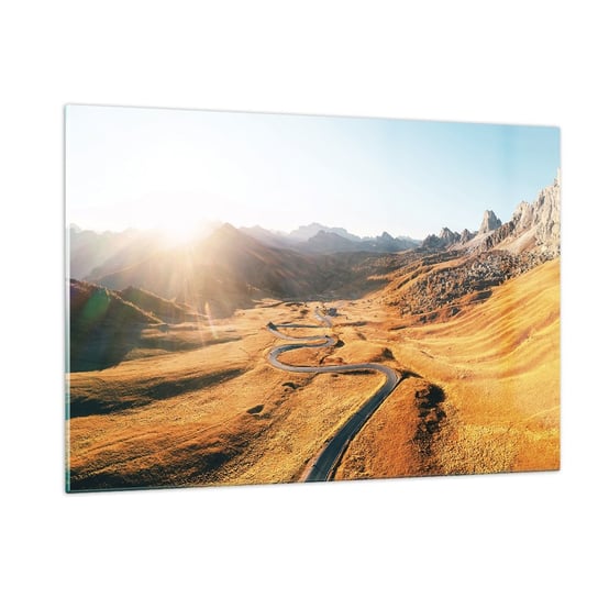 Obraz na szkle - W złotej dolinie - 120x80cm - Krajobraz Góry Włochy - Nowoczesny szklany obraz na ścianę do salonu do sypialni ARTTOR ARTTOR