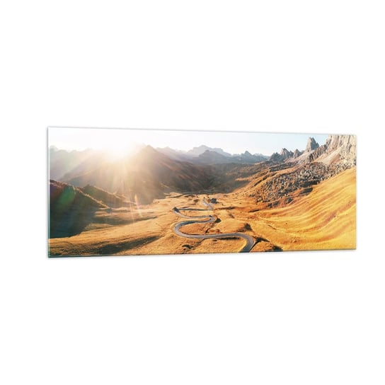 Obraz na szkle - W złotej dolinie - 140x50cm - Krajobraz Góry Włochy - Nowoczesny szklany obraz do salonu do sypialni ARTTOR ARTTOR