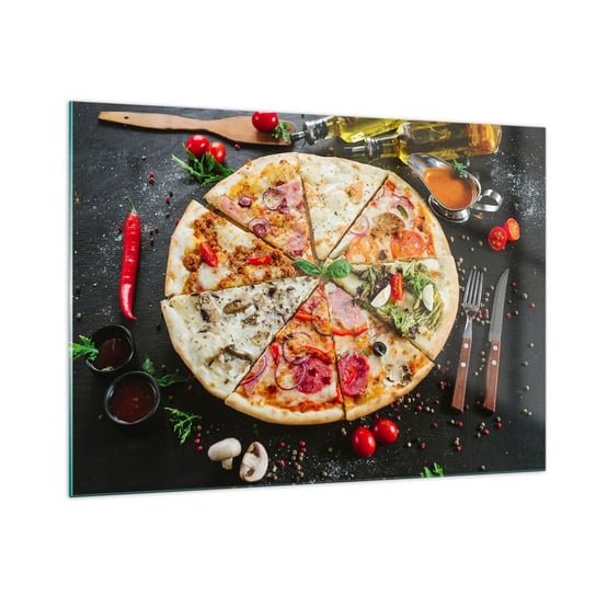 Obraz na szkle - Wachlarz smaków - 100x70cm - Gastronomia Pizza Włochy - Nowoczesny foto szklany obraz do salonu do sypialni ARTTOR ARTTOR