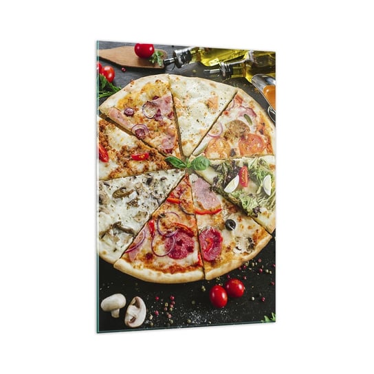 Obraz na szkle - Wachlarz smaków - 70x100cm - Gastronomia Pizza Włochy - Nowoczesny foto szklany obraz do salonu do sypialni ARTTOR ARTTOR