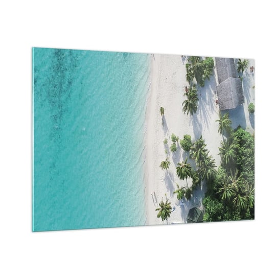 Obraz na szkle - Wakacje w raju - 100x70cm - Krajobraz Rajska Plaża Malediwy - Nowoczesny foto szklany obraz do salonu do sypialni ARTTOR ARTTOR