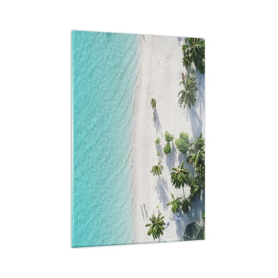 Obraz na szkle - Wakacje w raju - 70x100cm - Krajobraz Rajska Plaża Malediwy - Nowoczesny foto szklany obraz do salonu do sypialni ARTTOR ARTTOR