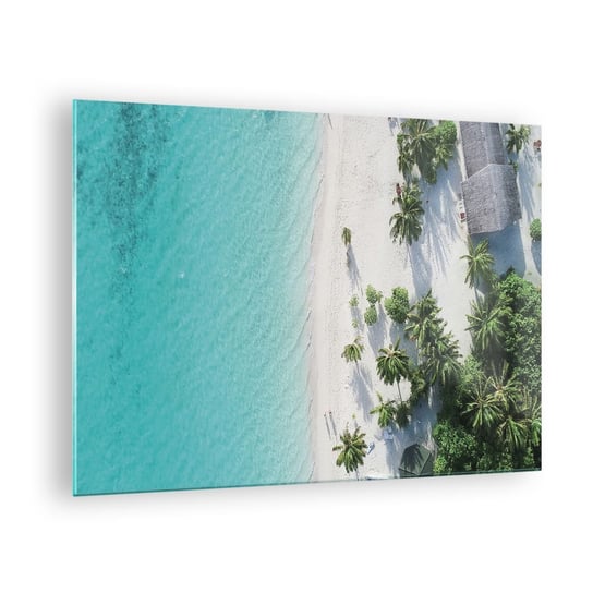 Obraz na szkle - Wakacje w raju - 70x50cm - Krajobraz Rajska Plaża Malediwy - Nowoczesny szklany obraz do salonu do sypialni ARTTOR ARTTOR