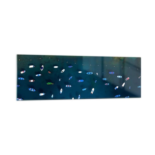 Obraz na szkle - Wakacyjna gra - 160x50cm - Łódki Plaża Brzeg Morza - Nowoczesny foto szklany obraz do salonu do sypialni ARTTOR ARTTOR