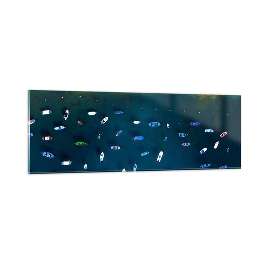 Obraz na szkle - Wakacyjna gra - 90x30cm - Łódki Plaża Brzeg Morza - Nowoczesny szklany obraz do salonu do sypialni ARTTOR ARTTOR