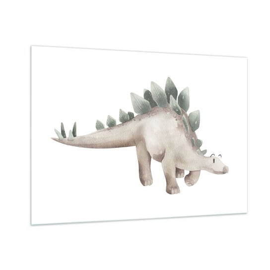 Obraz na szkle - Wasz przyjaciel - 100x70cm - Dinozaur Dziecięcy Stegozaur - Nowoczesny foto szklany obraz do salonu do sypialni ARTTOR ARTTOR