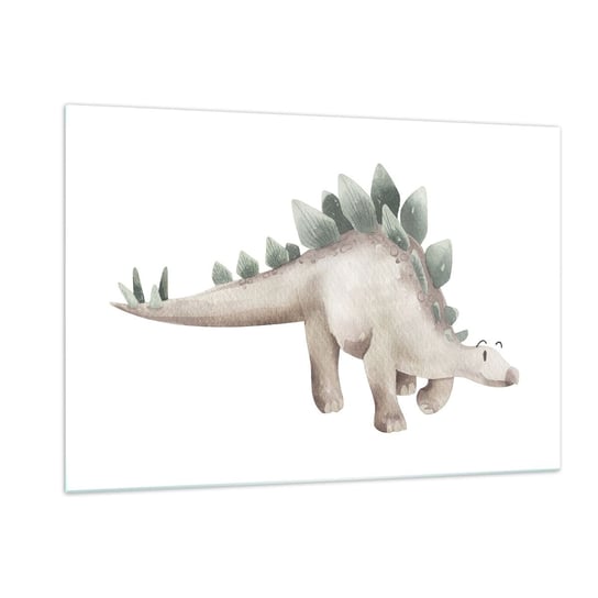 Obraz na szkle - Wasz przyjaciel - 120x80cm - Dinozaur Dziecięcy Stegozaur - Nowoczesny szklany obraz na ścianę do salonu do sypialni ARTTOR ARTTOR