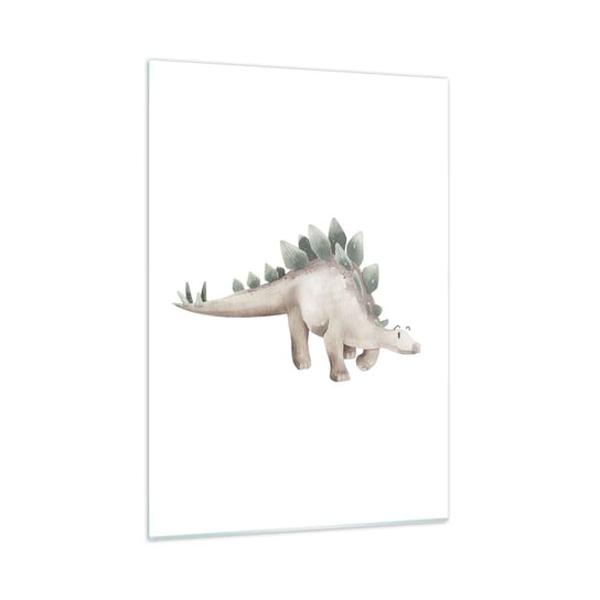 Obraz na szkle - Wasz przyjaciel - 50x70cm - Dinozaur Dziecięcy Stegozaur - Nowoczesny szklany obraz do salonu do sypialni ARTTOR ARTTOR
