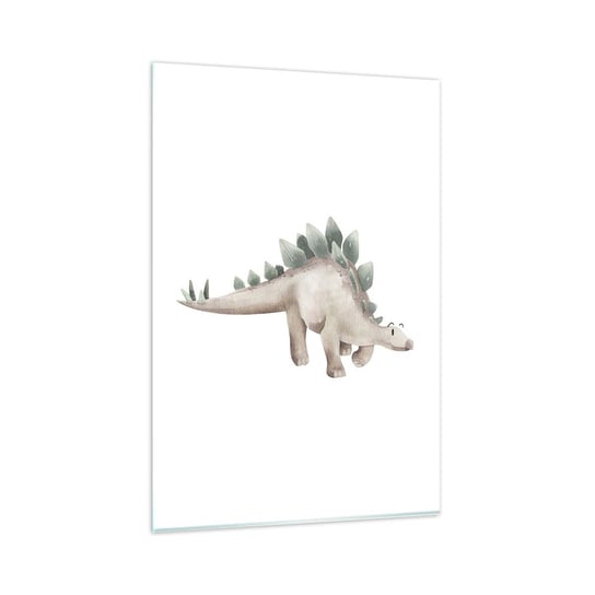 Obraz na szkle - Wasz przyjaciel - 80x120cm - Dinozaur Dziecięcy Stegozaur - Nowoczesny szklany obraz na ścianę do salonu do sypialni ARTTOR ARTTOR