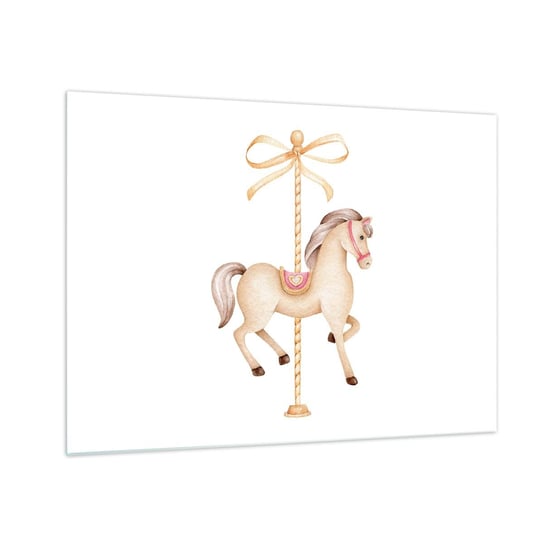 Obraz na szkle - Wdzięcznym kłusem - 70x50cm - Koń Karuzela Dziewczęcy - Nowoczesny szklany obraz do salonu do sypialni ARTTOR ARTTOR