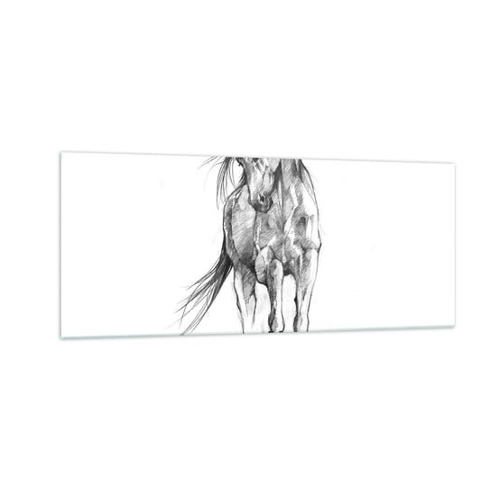 Obraz na szkle - We wdzięcznym kłusie - 100x40cm - Koń Grafika Zwierzęta - Nowoczesny foto szklany obraz do salonu do sypialni ARTTOR ARTTOR