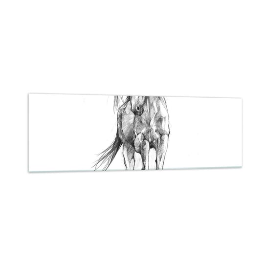 Obraz na szkle - We wdzięcznym kłusie - 160x50cm - Koń Grafika Zwierzęta - Nowoczesny foto szklany obraz do salonu do sypialni ARTTOR ARTTOR