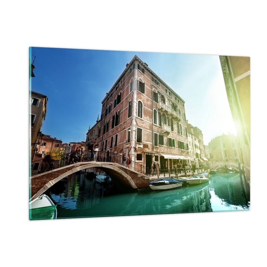 Obraz na szkle - Wenecja - Amore Mio - 120x80cm - Miasto Wenecja Gondole - Nowoczesny szklany obraz na ścianę do salonu do sypialni ARTTOR ARTTOR