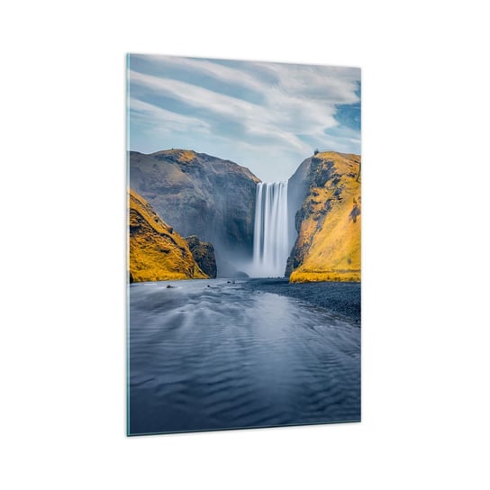 Obraz na szkle - Wieczne trwanie, wieczny ruch - 70x100cm - Krajobraz Wodospad Islandia - Nowoczesny foto szklany obraz do salonu do sypialni ARTTOR ARTTOR