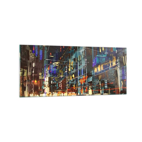 Obraz na szkle - Wieczorny gwar ulicy - 120x50cm - Miasto Architektura Nocne Życie - Nowoczesny szklany obraz na ścianę do salonu do sypialni ARTTOR ARTTOR