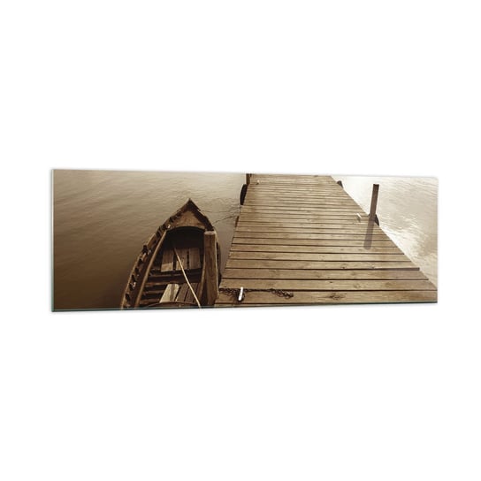 Obraz na szkle - Wielki spokój - 160x50cm - Krajobraz Jezioro Drewniany Pomost - Nowoczesny foto szklany obraz do salonu do sypialni ARTTOR ARTTOR