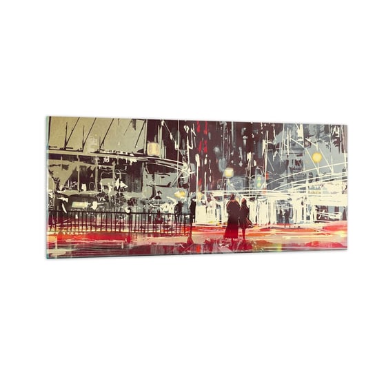 Obraz na szkle - Wielkomiejska przeprawa - 100x40cm - Miasto Architektura Nocne Życie - Nowoczesny foto szklany obraz do salonu do sypialni ARTTOR ARTTOR
