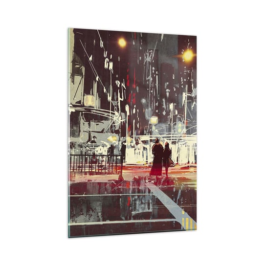 Obraz na szkle - Wielkomiejska przeprawa - 80x120cm - Miasto Architektura Nocne Życie - Nowoczesny szklany obraz na ścianę do salonu do sypialni ARTTOR ARTTOR