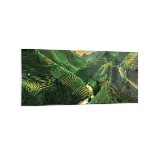 Obraz na szkle - Wietnamska dolina - 120x50cm - Pola Ryżowe Azja Krajobraz - Nowoczesny szklany obraz na ścianę do salonu do sypialni ARTTOR ARTTOR