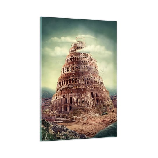 Obraz na szkle - Wieża Babel - 70x100cm - Wieża Babel Religia - Nowoczesny foto szklany obraz do salonu do sypialni ARTTOR ARTTOR