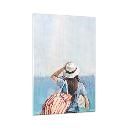 Obraz na szkle - Witaj na wakacjach - 80x120cm - Plaża Kobieta Marynistyczny - Nowoczesny szklany obraz na ścianę do salonu do sypialni ARTTOR ARTTOR