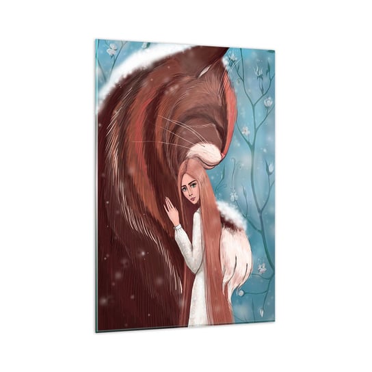 Obraz na szkle - Witaj w baśni - 80x120cm - Bajka Kot Dziewczyna - Nowoczesny szklany obraz na ścianę do salonu do sypialni ARTTOR ARTTOR