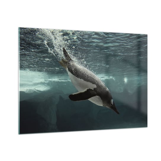 Obraz na szkle - Witaj w moim świecie - 100x70cm - Pingwin Zwierzęta Natura - Nowoczesny foto szklany obraz do salonu do sypialni ARTTOR ARTTOR
