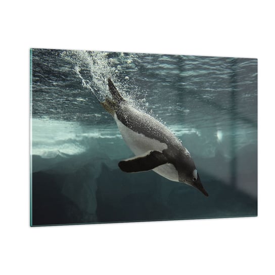 Obraz na szkle - Witaj w moim świecie - 120x80cm - Pingwin Zwierzęta Natura - Nowoczesny szklany obraz na ścianę do salonu do sypialni ARTTOR ARTTOR