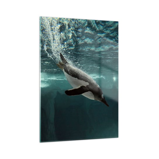 Obraz na szkle - Witaj w moim świecie - 50x70cm - Pingwin Zwierzęta Natura - Nowoczesny szklany obraz do salonu do sypialni ARTTOR ARTTOR