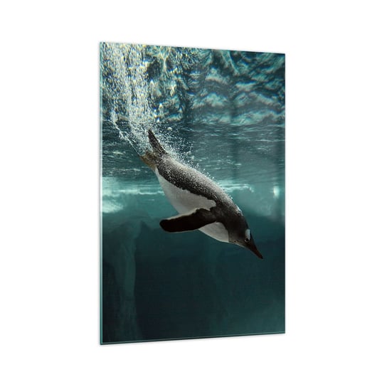 Obraz na szkle - Witaj w moim świecie - 70x100cm - Pingwin Zwierzęta Natura - Nowoczesny foto szklany obraz do salonu do sypialni ARTTOR ARTTOR