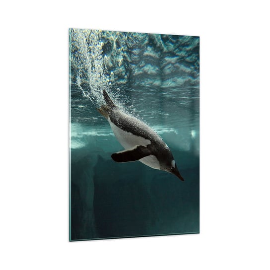 Obraz na szkle - Witaj w moim świecie - 80x120cm - Pingwin Zwierzęta Natura - Nowoczesny szklany obraz na ścianę do salonu do sypialni ARTTOR ARTTOR