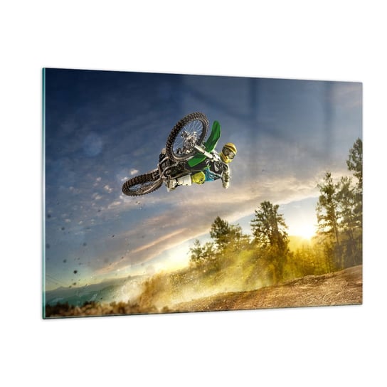 Obraz na szkle - Włącz emocje! - 120x80cm - Sport Motocykl Motocross - Nowoczesny szklany obraz na ścianę do salonu do sypialni ARTTOR ARTTOR