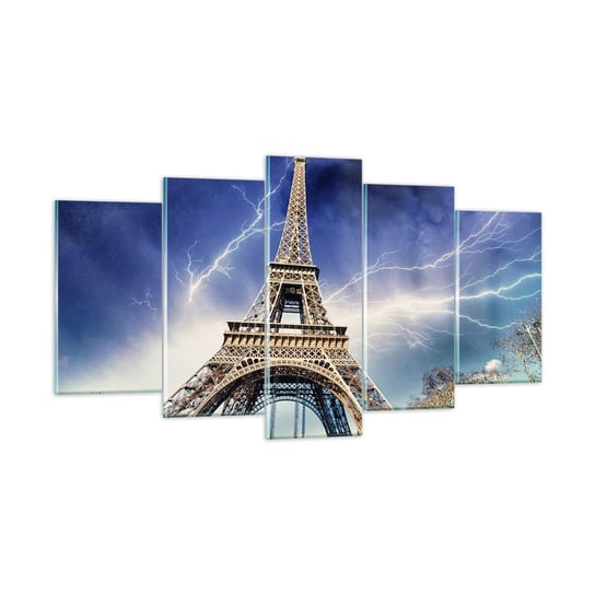 Obraz na szkle - Władczyni burz - 160x85 cm - Obraz nowoczesny - Miasto, Paryż, Wieża Eiffla, Architektura, Burza - GEA160x85-2484 ARTTOR