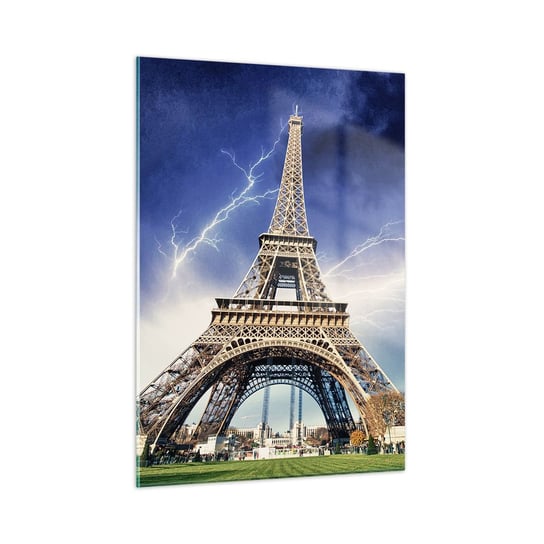 Obraz na szkle - Władczyni burz - 50x70cm - Miasto Paryż Wieża Eiffla - Nowoczesny szklany obraz do salonu do sypialni ARTTOR ARTTOR