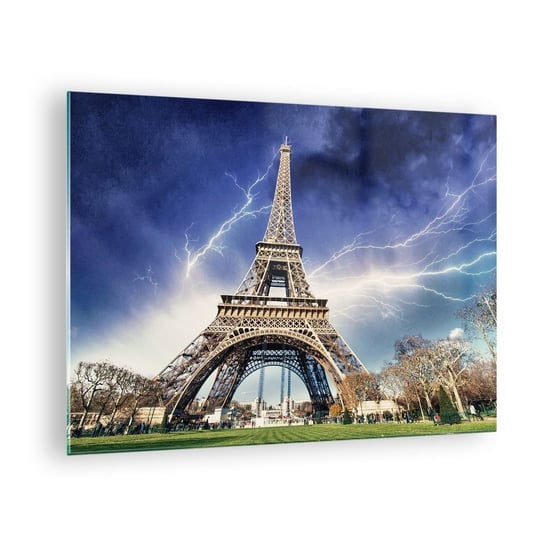 Obraz na szkle - Władczyni burz - 70x50cm - Miasto Paryż Wieża Eiffla - Nowoczesny szklany obraz do salonu do sypialni ARTTOR ARTTOR