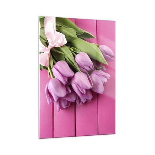 Obraz na szkle - Właśnie dla ciebie - 50x70cm - Kwiaty Tulipany Bukiet Kwiatów - Nowoczesny szklany obraz do salonu do sypialni ARTTOR ARTTOR