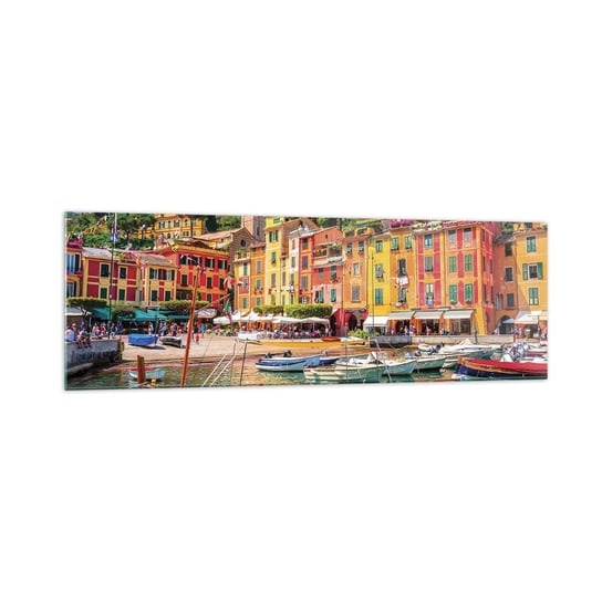 Obraz na szkle - Włoskie przedpołudnie - 160x50cm - Architektura Portofino Włochy - Nowoczesny foto szklany obraz do salonu do sypialni ARTTOR ARTTOR