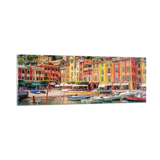 Obraz na szkle - Włoskie przedpołudnie - 90x30cm - Architektura Portofino Włochy - Nowoczesny szklany obraz do salonu do sypialni ARTTOR ARTTOR
