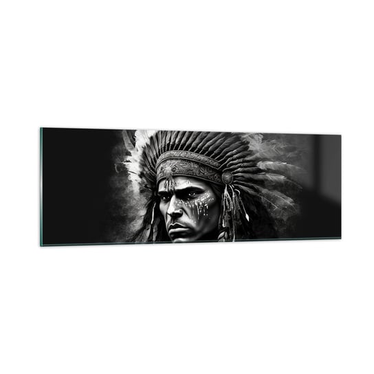 Obraz na szkle - Wódz i wojownik - 90x30cm - Indianin Plemiona Etniczny - Nowoczesny szklany obraz do salonu do sypialni ARTTOR ARTTOR