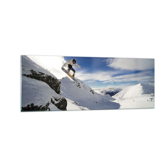 Obraz na szkle - Wolność bez granic - 140x50cm - Snowboard Krajobraz Góry - Nowoczesny szklany obraz do salonu do sypialni ARTTOR ARTTOR
