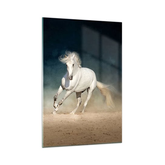 Obraz na szkle - Wolność w stanie czystym - 70x100cm - Koń Zwierzę Biały - Nowoczesny foto szklany obraz do salonu do sypialni ARTTOR ARTTOR