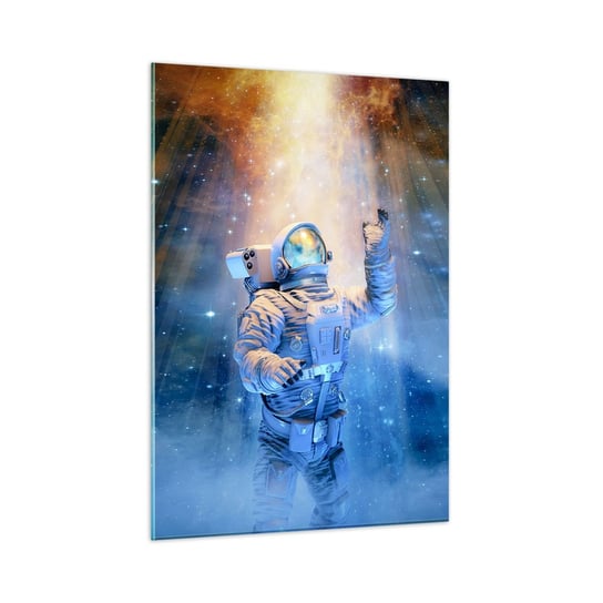 Obraz na szkle - Wreszcie u celu - 50x70cm - Abstrakcja Astronauta Kosmos - Nowoczesny szklany obraz do salonu do sypialni ARTTOR ARTTOR