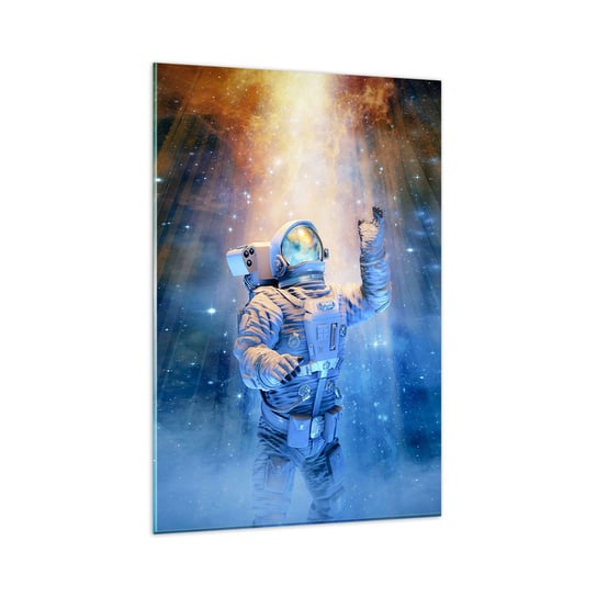 Obraz na szkle - Wreszcie u celu - 80x120cm - Abstrakcja Astronauta Kosmos - Nowoczesny szklany obraz na ścianę do salonu do sypialni ARTTOR ARTTOR