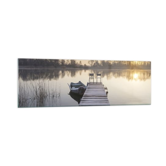 Obraz na szkle - Wrócę za jakiś czas - 160x50cm - Krajobraz Jezioro Drewniany Pomost - Nowoczesny foto szklany obraz do salonu do sypialni ARTTOR ARTTOR