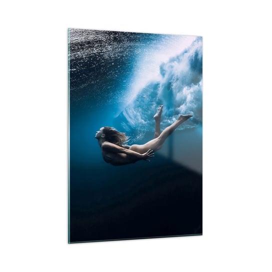 Obraz na szkle - Współczesna syrena - 50x70cm - Kobieta Nurkowanie Morze - Nowoczesny szklany obraz do salonu do sypialni ARTTOR ARTTOR