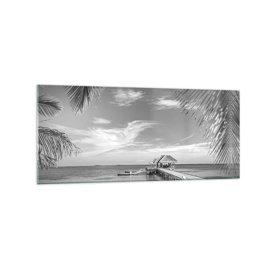 Obraz na szkle - Wspomnienie czy marzenie? - 120x50cm - Krajobraz Morski Plaża Drewniane Molo - Nowoczesny szklany obraz na ścianę do salonu do sypialni ARTTOR ARTTOR