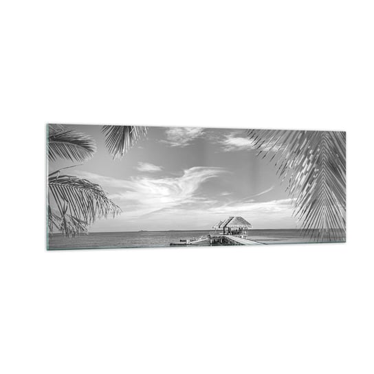 Obraz na szkle - Wspomnienie czy marzenie? - 140x50cm - Krajobraz Morski Plaża Drewniane Molo - Nowoczesny szklany obraz do salonu do sypialni ARTTOR ARTTOR