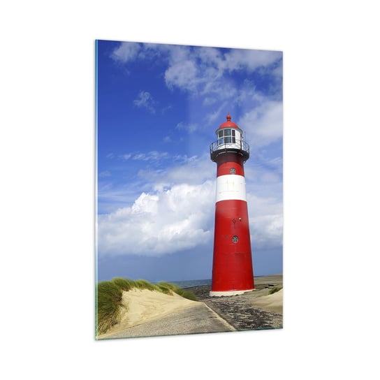 Obraz na szkle - Wymarzona samotnia - 50x70cm - Krajobraz Latarnia Morska Holandia - Nowoczesny szklany obraz do salonu do sypialni ARTTOR ARTTOR